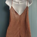 ZARA Trafaluc Camisole Tank Top Women’s Size S Rust Print Eyelash Lace Cropped Photo 2