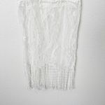 [Costyleen] White Fringe Hem Scoop Neck Sheer Beach Swim Coverup NWT Sz Medium M Photo 4