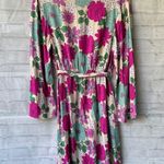 Vibrant Floral Wrap Midi Dress Pink Size M Photo 2