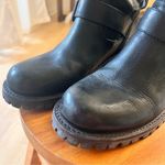 ALL SAINTS Black Leather Nubuck Moto Buckle Boots Women’s Size 37 Photo 3