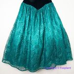 Gunne Sax Vintage 80s  Black Velvet Green‎ Lace Full Skirt Prom Gown Party Dress Photo 6