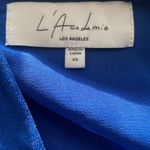 L'Academie  deep‎ V Neck Velvet women's XS Top long sleeve Romantic luxury blue Photo 2