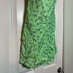 ZARA Lime Green Feminine Floral Spaghetti Strap Tank Women’s Midi Bodycon Dress Photo 3