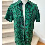 Agua Bendita  Dean Unisex Green & Black Cheetah Print Button Up Photo 3