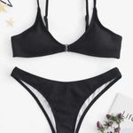 Zaful Link Ribbed Bikini Set - Black S Photo 0