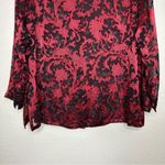 Chico's Chico’s Silk Blend Red Burnout Button Front Long Sleeves Tunic Shirt Photo 8