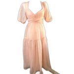 Free People Hailey Dress Size 4 Beautiful Baby Pink Wrap front Midi Dress Photo 4