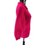 Handmade Crochet Knit Button Front Cardigan Sweater Hot Pink Heavyweight Winter Photo 3