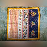 Vintage 70/80s Honey silk floral made in Japan neck head scarf Blue Photo 3