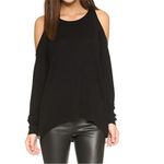 Ramy Brook  Tascha Black Cold Shoulder Wool Sweater with Side Zipper Size Small Photo 1