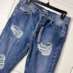 Nasty Gal NWT Blue Button Fly Distressed Boyfriend Jean Sz 26 Photo 1