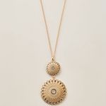 Avon Circle of Elegance Hematite Glass Stone Pendant Necklace Gold Photo 1