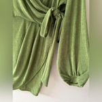 ASOS Green Luxe Long Sleeve Mini Wrap Dress With Side Tie Photo 3