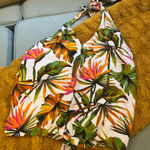 INC Women's  Tropical Garden Linen Halter Top S White Green Photo 0