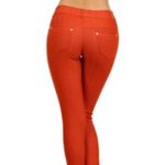 Yelete Women's Basic Five Pocket Stretch Jegging Tights Pants Rust Photo 2