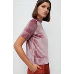 Anthropologie  Krisha Velvet Pink Short Sleeve Top Medium Photo 2