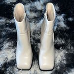 Forever 21 Faux Leather Cream Square-Toe Booties Photo 4