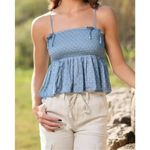 American Eagle  Outfitters Polka Dot Bow Babydoll Satin Tank Top Size XS Photo 3