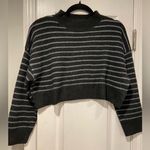 Love Tree NWT Tilly’s Size S Oversized Cropped Black Striped Pullover Sweater Photo 0