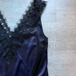 COS Lace Trim V-neck Satin Sleeveless Dress Size 10 Black & Midnight Blue Photo 7