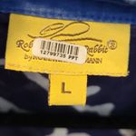 Roberta Roller Rabbit  NAVY WHITE ABSTRACT PRINTED LIGHTWEIGHT POPOVER BLOUSE L Photo 12