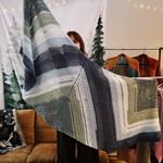 Handmade Elegant Multicolor (Blue, Green, and Cream) Crochet Shawl Photo 3