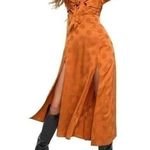 Capulet Women’s Size XS Rust Burnt Orange Evelyn Deep V Polka Dot Dress Photo 0