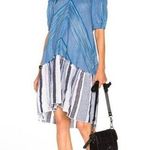 Lemlem  off the shoulder mini dress beach coverup swim blue puff sleeve stripe S Photo 0