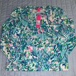 Lilly Pulitzer Jansen Sweatshirt Blue Ibiza Cabana Cocktail Print Size XS Photo 0