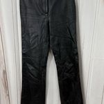 White House | Black Market Vintage Women’s 2 Leather Black Flare Pants Raw Hem Photo 0
