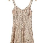 Lulus Sequined Skater Dress Women’s Size XS Throw Some Glitter Rose Gold Wedding Photo 0