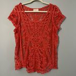 Bobbie Brooks ladies Coral orange lace Top size large Pink Photo 0