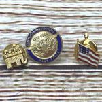 Vintage Republican‎ Presidential Task Force Lapel Pin Lot RNC GOP USA Flag Gold Photo 0