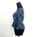 American Eagle  Outfitters Blue Floral Blouse with Flare Sleeves in XS Photo 1