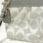 Coach Signature Gray Pleated Canvas Logo Wristlet Pouch Wallet Photo 1