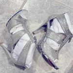 Michael Kors NEW Berkeley T-Strap Glitter Silver Heels, Size 5.5 M Retail $150 Photo 1
