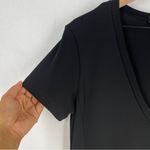 SHAN Classic Black Stretch‎ Jersey Knit Short Sleeve V Photo 2