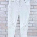 Madewell  High Rise Skinny Crop Jeans in Pure White Ripped Knee Edition Size 32 Photo 5