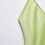 ZARA Dress Lime Green Satin Effect Maxi Midi Wedding Party Date Coctail Photo 11