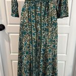 Cienna Long Maxi Silk Blend Wrap Dress Ruffle Hem w/ Tie Waist Belt Blue Photo 7