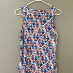 Kenar  Red White Blue Sail Boat Nautical Print Linen Tank Top Size S Photo 2