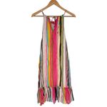 Listicle Multicolor Stripe Shift Dress size Medium NWT Tie Neck Tiered Ruffle Photo 9