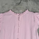 Ann Taylor  Shirt Womens XS Light Pink Button Up Blouse Ruffle Romantic Feminine‎ Photo 3