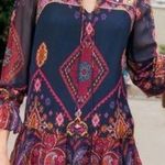 Soft Surroundings Iskra Paisley Floral Embroidered Bohemian Tunic: Navy Blue Photo 2