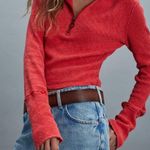 Free People NWT  We The Free Midnight Half Zip - high risk red - XL Photo 0