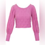 Free People Tea Time Top in Plumeria Pink Fitted Lace Keyhole Back Crop Size L Photo 2