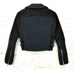 BLANK NYC Moto Jacket Womens XS Black Faux Suede Real Leather Cable Knit Mixed Photo 4