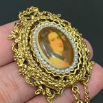 Vintage ART Signed Lady Portrait Cameo Ornate Gold Photo 8