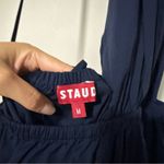 STAUD Vanessa halterneck cotton blend poplin dress pocket tie back midi navy M Blue Size M Photo 6