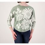 Sioni Floral Sweater Women's Size M Sage Green Blouse Dolman Sleeves Size M Photo 1